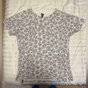 Insight Skeleton (Calaca) Pattern White Large Size T-Shirt